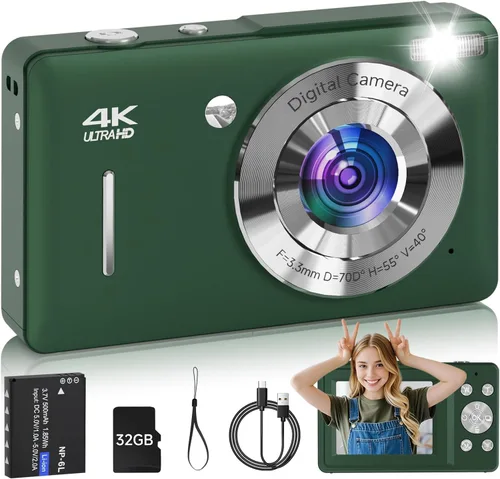 Miniatura 12 de Cámara digital para niños, FHD 1080P 44MP Cámara digital de punto y disparo con detección de rostros, captura de sonrisas, zoom 18X, 20 filtros