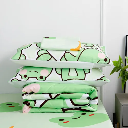 Miniatura 5 de MUSOLEI Juego de edredón de rana de 7 piezas para niños y niñas, juego de ropa de cama tamaño individual para todas las estaciones