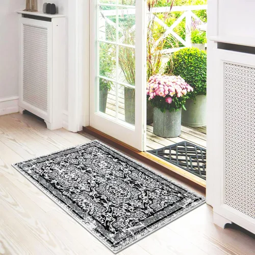 Miniatura 7 de Vaukki Alfombra de pasillo, alfombra vintage peluda y suave para lavandería, alfombra antideslizante para entrada, alfombra lavable de estilo granja