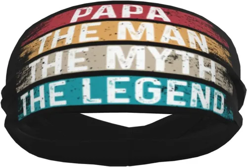Miniatura 4 de Papa The Man The Myth The Legend Headband for Men Women Sports Sweatband for Fitness Exercise Moisture Wicking Running Yoga Hairbands