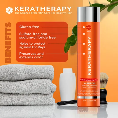 Miniatura 3 de KERATHERAPY Champú protector de color con infusión de queratina, 10.1 onzas líquidas, 10.1 fl oz – Champú protector de color sin gluten para cabello