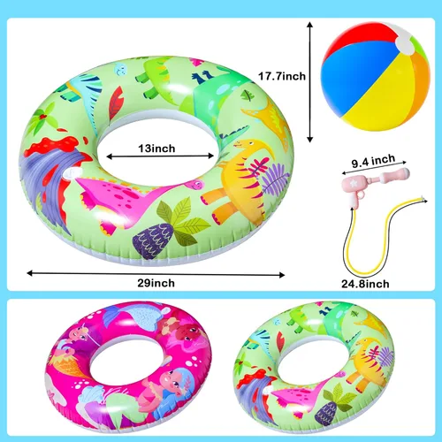 Miniatura 5 de Parentswell Juego de fiesta en la piscina – Anillos inflables de natación para piscina, tubos de piscina con pistolas de agua y pelota de playa