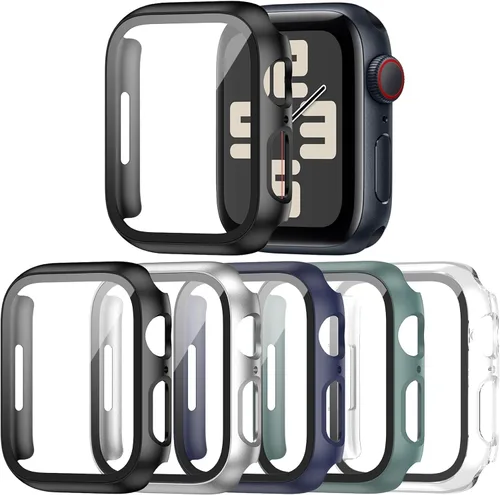 Miniatura 11 de Paquete de 14 fundas para Apple Watch Series 3 2 1 de 38 mm con protector de pantalla de vidrio templado, funda protectora totalmente rígida