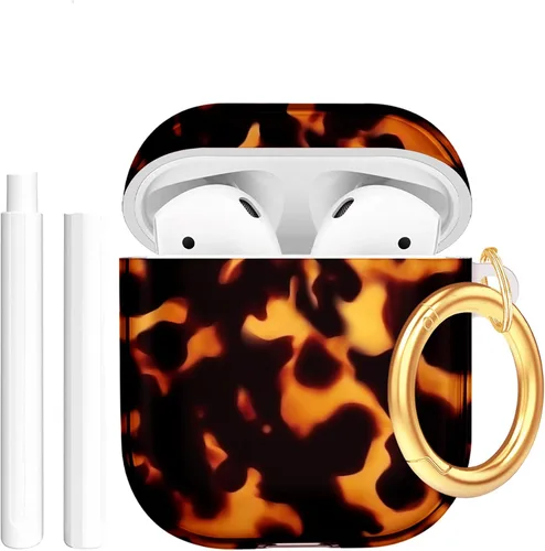 Miniatura 11 de Funda protectora rígida con estampado de animales compatible con AirPods 2/1 generación de piel portátil y a prueba de golpes para mujeres, niñas
