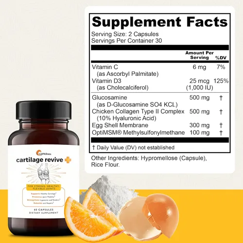 Miniatura 2 de UpWellness Cartilage Revive + Suplemento de apoyo articular para hombres y mujeres con colágeno tipo II para articulaciones – Sulfato