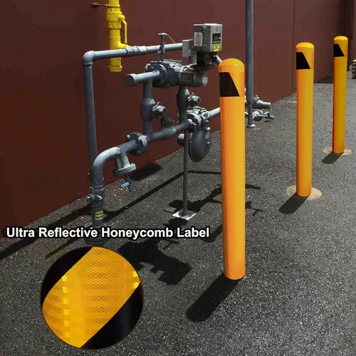 Miniatura 5 de poste de bolardo de acero para verter en su lugar de 46", bolardo de seguridad de 4-1/2" de diámetro exterior recubierto de polvo amarillo, bolardo
