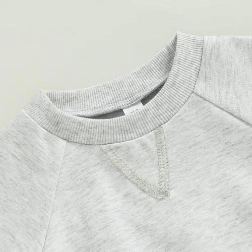 Miniatura 5 de Conjunto de traje de verano para bebé niño pequeño, manga corta, cuello redondo, letras impresas, lindo traje de verano, conjunto de 2 piezas