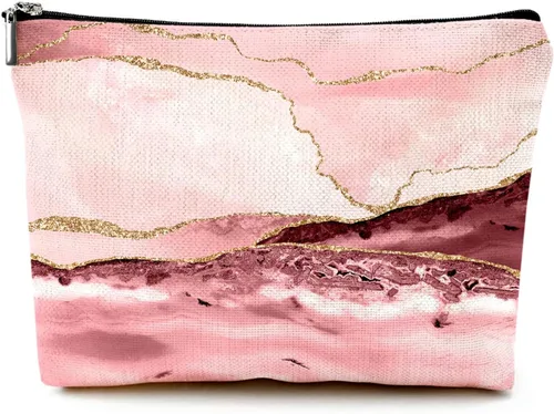 Miniatura 8 de Pequeña bolsa de maquillaje para monedero, bonita lona impermeable, bolsas de cosméticos para mujeres, con cremallera, bolsa de aseo de viaje