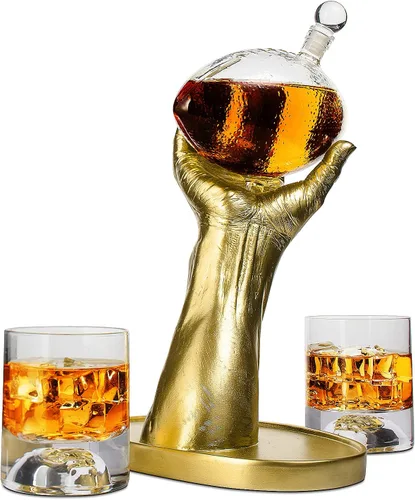 Miniatura 3 de Regalos de fútbol para hombres, papá, decantador de whisky con mano realista de mariscal de campo + 2 vasos, juego y gafas, ideas de regalo