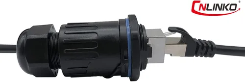 Miniatura 5 de CERRXIAN RJ45 Femle a hembra Acoplador Montaje en panel Conector impermeable Combo con tapa (negro)