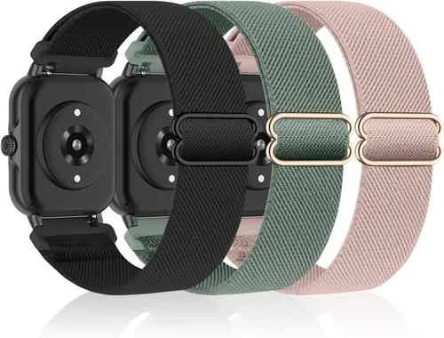 Miniatura 8 de Bolesi Correas elásticas de nailon compatibles con Amazfit Active 2 (cuadradas)/Active 3 Premium/Active, paquete de 3 correas deportivas de repuesto