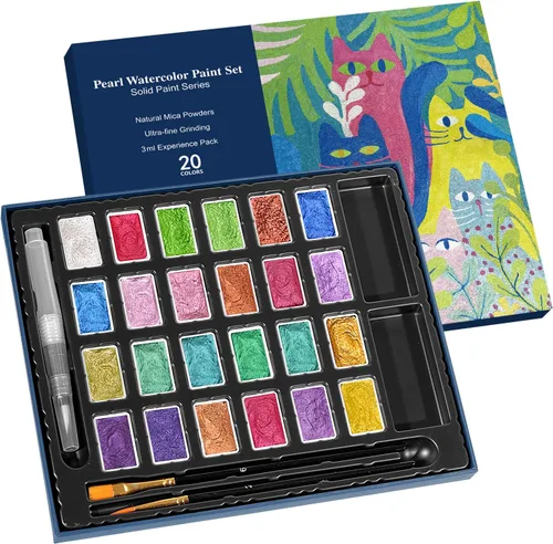 Miniatura 10 de CraftyManor Mini Juego de Pintura de Acuarela Cambiante de Silvicultura, 40 Pinturas de Acuarela Cambiantes de Color, Pinturas de Acuarela Metálicas