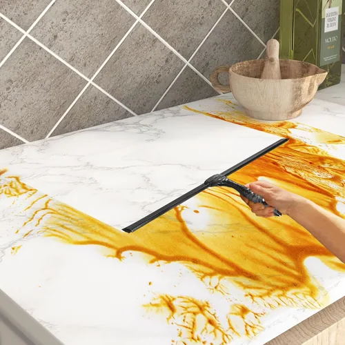 Miniatura 3 de Escobilla de ducha de silicona multiusos para puerta de cristal de ducha, con 2 ganchos y mini escobilla rosa, para vidrio de baño, automóvil, pared