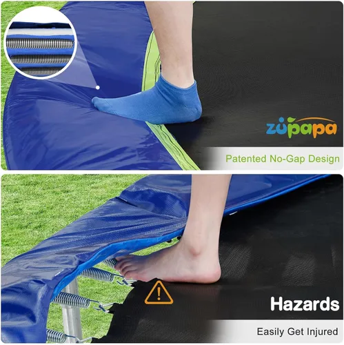Miniatura 3 de Zupapa Cama elástica de 16 15 14 y 12 pies con red de seguridad y escalera antideslizante de 10 años, perfecta para niños, familia, diversión al