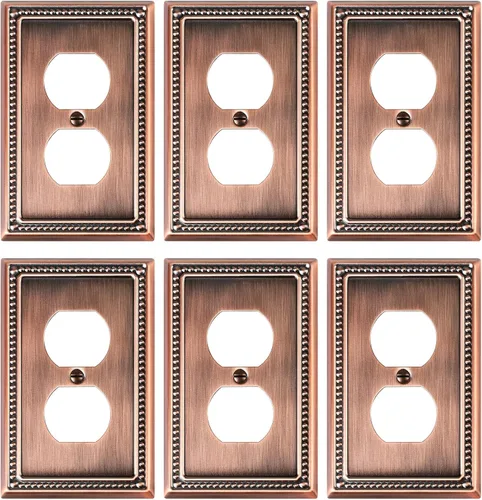 Miniatura 21 de Paquete de 4 placas de cubierta para interruptor de luz de palanca individual, cubiertas decorativas de perlas, placa de pared de metal almendra