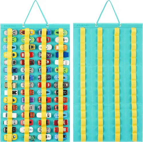 Miniatura 10 de Organizador de almacenamiento colgante para autos de juguete, vitrina de fieltro con capacidad para 60 autos de juguete (sin accesorios) (negro)