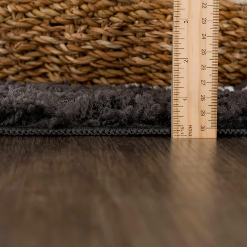 Miniatura 30 de Hauteloom, Duncans - Alfombra de estilo granja de pelo mullido para sala y dormitorio, con borlas - Beige, carbón, gris - 2 pies 7 pulgadas x 7 pies