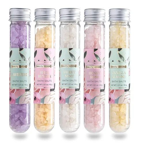 B.C. Beauty Concepts - Sales de baño de aromaterapia, sales de Epsom para remojo, juego de spa de baño relajante, perfumado en almendra de vainilla,