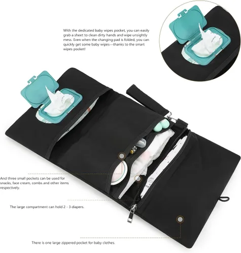 Miniatura 8 de Bolsa organizadora de pañales para bebé, impermeable, mini bolsa de pañales – 2 piezas/juego de bolsas colgantes plegables reutilizables, lavables
