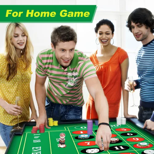 Miniatura 5 de Juego de tapete para ruleta de mesa Poen, fieltro de diseño de ruleta, rueda de ruleta de goma, cubierta de mesa, tapete para dados con marcador