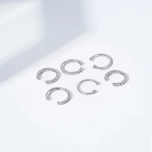 Miniatura 5 de Tienda Essentials Juego de 3 aretes de plata de ley chapada en oro de 14 quilates o rodio