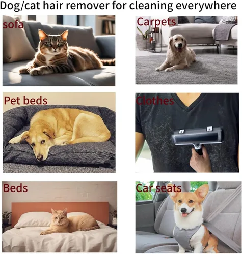 Miniatura 4 de Wokaku Cepillo removedor de pelusas para mascotas con cubo de piel autolimpiante y mango ergonómico para muebles, sofá, alfombra, asiento