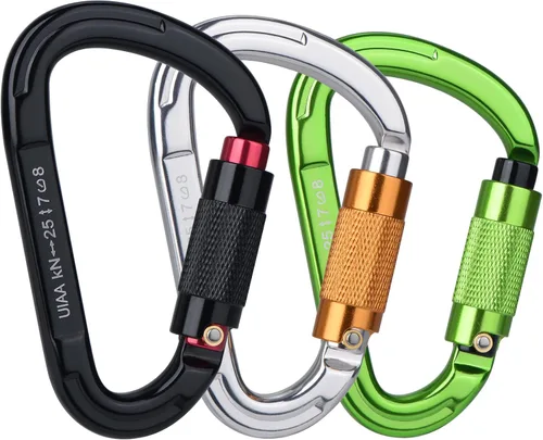 Miniatura 10 de Mosquetones de Escalada en Roca con Bloqueo Automático, Certificados UIAA Profesionales 25KN (5620 lbs) Mosquetones Resistentes para Rappel