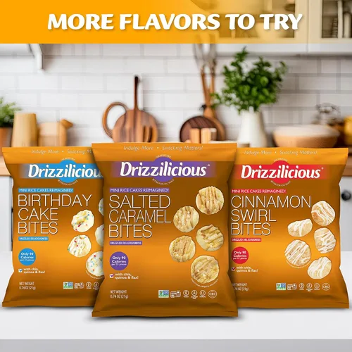 Miniatura 7 de Drizzilicious - Paquete variado de mini tortitas de arroz, crisps de arroz, aperitivo saludable para adultos y niños, tortitas de arroz con sabor
