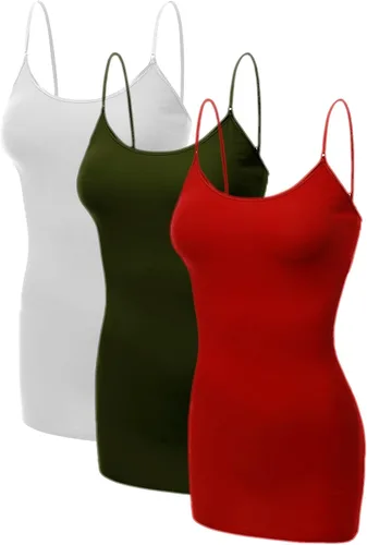 Miniatura 114 de Emmalise Camisola larga casual básica para mujer, con tirantes ajustables, top en capas