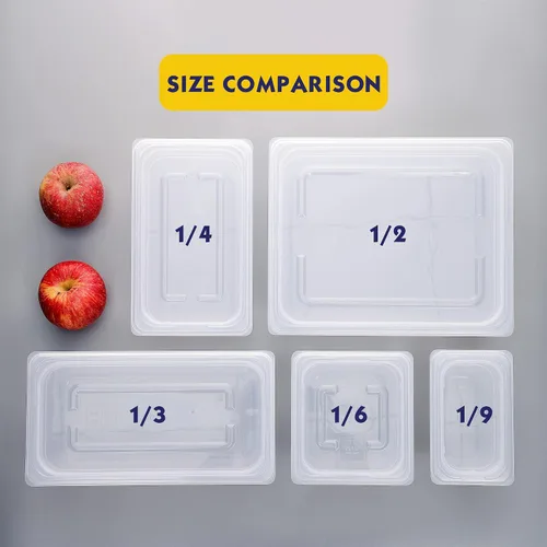 Miniatura 9 de BIEAMA Paquete de 6 bandejas de plástico de 1/6 de 4 pulgadas de profundidad con tapas, translúcidas, comerciales, sin BPA, almacenamiento apilable