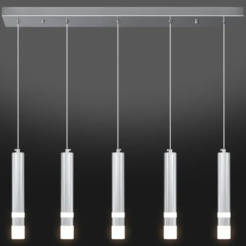 Lámpara colgante moderna para comedor de 5 luces, accesorio de cocina regulable LED cromado mini iluminación colgante para isla de cocina, luces