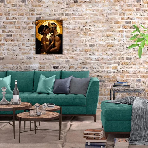 Miniatura 86 de Arte de pared afroamericano, decoración de rey y reina bailarín negro para sala de estar, arte de pareja de amor negro para dormitorio, lienzo