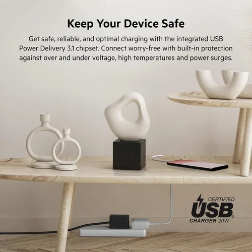 Miniatura 4 de Belkin Bloque de cargador USB C de 20 W, USB-C PD, PPS carga súper rápida - Samsung Galaxy S25, Apple iPhone 17, Air, Pro, Pro Max, iPad, AirPods