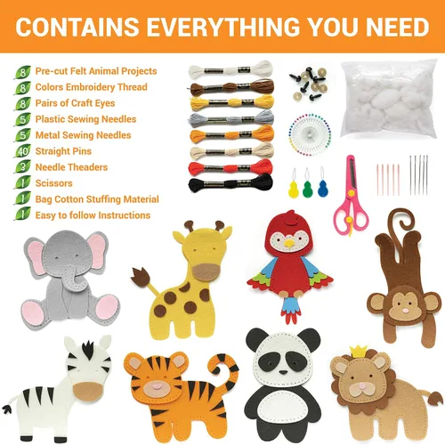 Miniatura 2 de Craftorama Kit de costura para niños, divertido y educativo juego de manualidades de animales para niños y niñas de 7 a 12 años, kit de manualidades