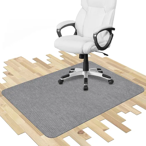 Miniatura 10 de Placoot Tapete de pana para silla de oficina, 35 x 55 pulgadas, color marrón claro, base de goma antideslizante para suelos duros, tapete