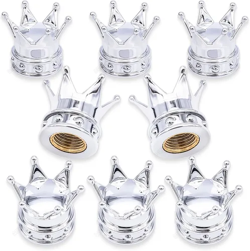Miniatura 39 de 4 tapas de vástago de válvula de neumático con calavera, tapas universales de válvula de neumático de aleación de aluminio con anillo de goma O