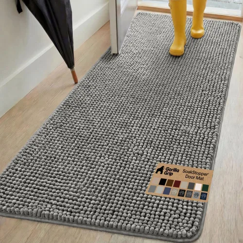 Miniatura 95 de GORILLA GRIP SOAKSTOPPER - Tapete para puerta de perro, 30 x 20 pulgadas, lavable a máquina, absorbente, captura la humedad, barro, suciedad, Negro