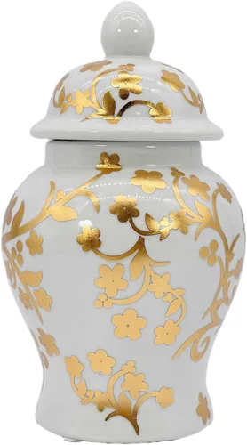 Miniatura 10 de Galt International Tarro de jengibre de cerámica de 8 pulgadas con tapa, tarro de porcelana de estilo clásico chino para almacenamiento de té