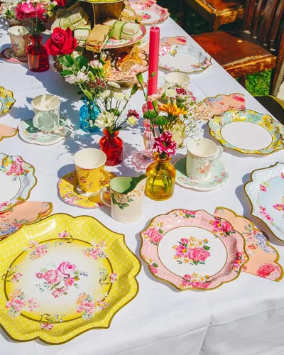 Miniatura 2 de Talking Tables Platos de papel florales vintage para fiesta de té, grandes, realmente deliciosos, también ideales para fiestas de cumpleaños, baby