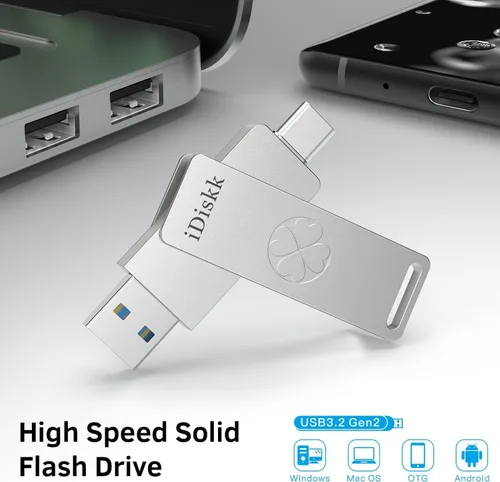 Miniatura 7 de iDiskk Unidad flash de 128 GB y 500 MB/s Photo Stick para USB C iPad/iPhone/MacBook, portátiles, teléfonos Android, fotos y videos de copia
