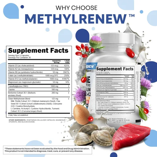 Miniatura 5 de Clean Nutra TMG Supplements 1000mg Multivitamínico metilado para mujeres y hombres Taurina B6 Vitaminas B12 D3 K2 Trimetilglicina Magnesio
