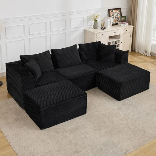 Miniatura 19 de Sofá modular modular de 107 pulgadas, moderno sofá seccional Cloud con asiento profundo, sofá deshuesado en forma de L con diván para sala de estar