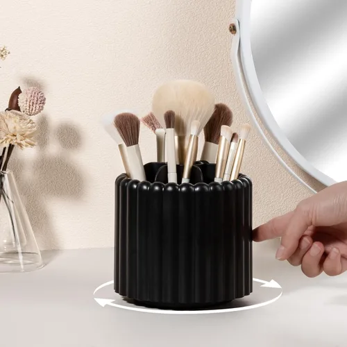 Miniatura 3 de Anyoifax Organizador de brochas de maquillaje giratorio en 360 grados con 7 ranuras, organizador de brochas de maquillaje extraíble, soporte