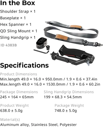 Miniatura 8 de SmallRig Mango de agarre de estabilizador de mano ajustable con correa para el hombro para DJI RS 3 / RS 3 Pro / RS 2 Estabilizador, agarre