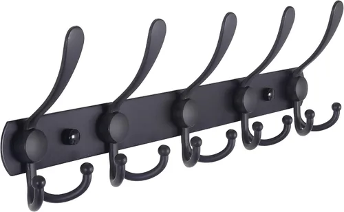 Miniatura 21 de Dseap - Perchero para pared, 5 ganchos triples, resistente, acero inoxidable, riel de gancho de metal para abrigos, sombreros, toallas, bolsos