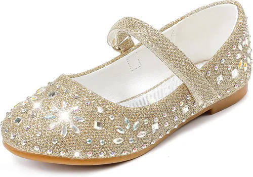 Miniatura 9 de Furdeour Zapatos de vestir para niñas, zapatos de ballet de princesa con purpurina para boda, fiesta, boda, fiesta, dama de honor, zapatos planos