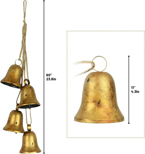 Miniatura 6 de Campana de vaca para decoración de Navidad, campanas doradas para árbol de Navidad, campanas decorativas, regalos de Navidad