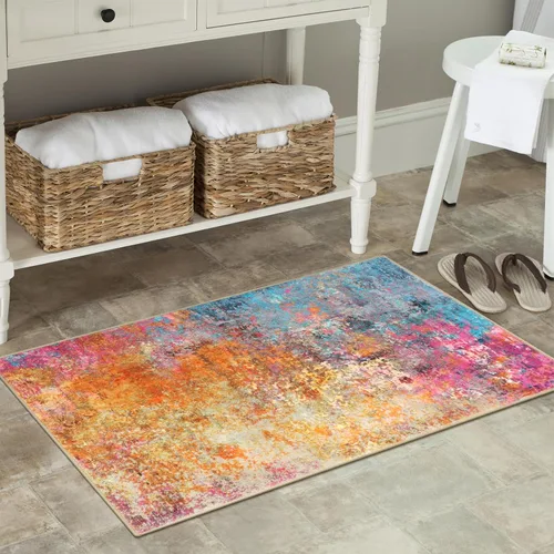 Miniatura 7 de Lahome Alfombra Moderna Abstracta de Área - 2 x 3 pulgadas, Alfombra Pequeña de Cocina Lavable, Alfombras para Entrada, Alfombra de Baño Colorida
