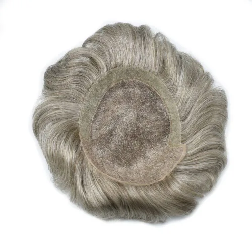 Miniatura 6 de Toupee - Pieza de cabello humano real para hombre, sistema de reemplazo de encaje suizo suave para hombre, tupé, protesis capilar para hombre