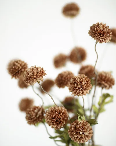 Miniatura 3 de DuHouse 6 piezas de flores artificiales de seda falsa pompón, mini rosa falsa pequeña con tallos para ramos de bodas, centros de mesa, jarrones, Café